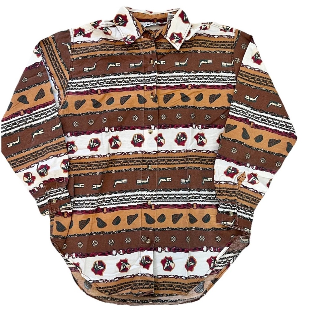 Red Rover Womens Shirt Small Button Up Aztec Southwestern Tribal
